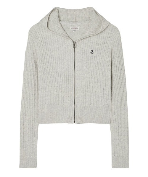 GUESS JEANS（ゲスジーンズ）の「GUESS JEANS Long Sleeves Cable Hoodie Cardi パーカー（カーディガン/ボレロ・レディース・ピンク/ブラック/グレー・X-SMALL/SMALL/MEDIUM/LARGE）」の13枚目の写真