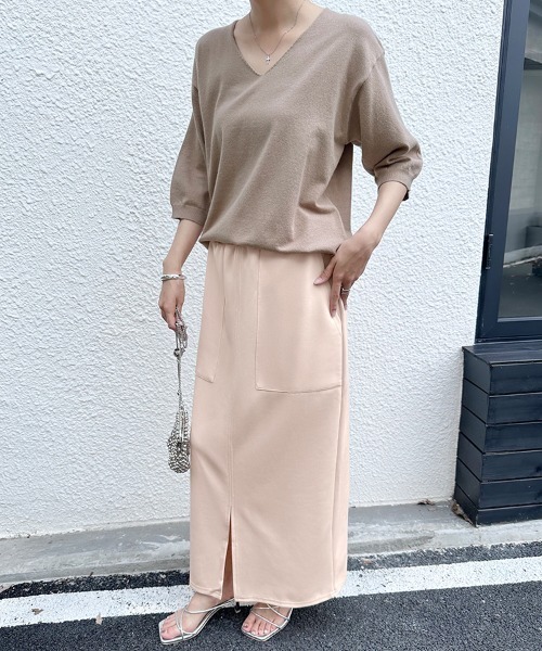 ONEP STAR(ワンピスター)の「サイドスリットロングスカート(スカート・レディース・ブルー/ベージュ/ライトブラウン/ブラック・FREE)」の10枚目の写真