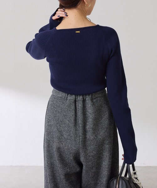 セール】深スクエアリブニット/WEB限定カラー展開（ニット/セーター