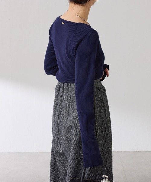 セール】深スクエアリブニット/WEB限定カラー展開（ニット/セーター