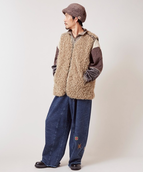 チャイハネ（チャイハネ）の「【チャイハネ】モケリプードルファーMEN'Sベスト（ベスト・メンズ・ブラック/グレー/ライトベージュ・FREE）」の6枚目の写真