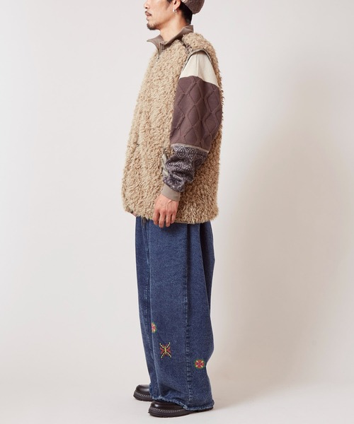 チャイハネ（チャイハネ）の「【チャイハネ】モケリプードルファーMEN'Sベスト（ベスト・メンズ・ブラック/グレー/ライトベージュ・FREE）」の7枚目の写真