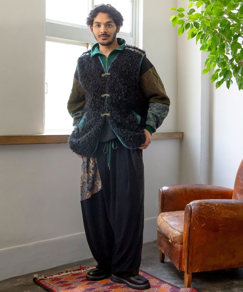 チャイハネ（チャイハネ）の「【チャイハネ】モケリプードルファーMEN'Sベスト（ベスト・メンズ・ブラック/グレー/ライトベージュ・FREE）」の9枚目の写真