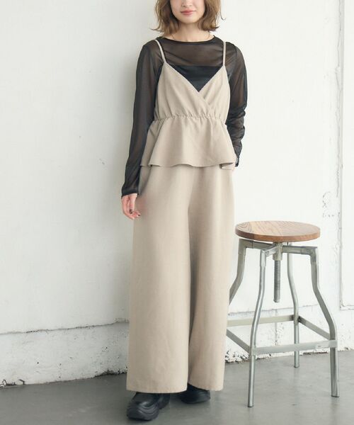 RETRO GIRL(レトロガール)の「ペプラムビスチェサロペット(サロペット/オーバーオール・レディース・ベージュ/チャコールグレー/ブラウン・FREE)」の1枚目の写真