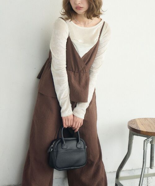 RETRO GIRL(レトロガール)の「ペプラムビスチェサロペット(サロペット/オーバーオール・レディース・ベージュ/チャコールグレー/ブラウン・FREE)」の3枚目の写真