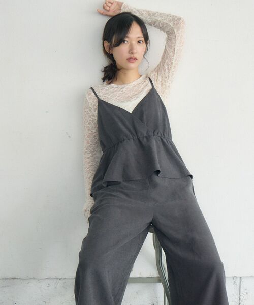 RETRO GIRL(レトロガール)の「ペプラムビスチェサロペット(サロペット/オーバーオール・レディース・ベージュ/チャコールグレー/ブラウン・FREE)」の4枚目の写真