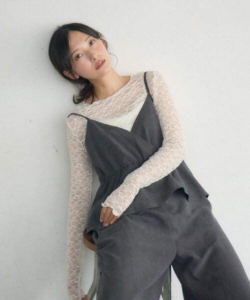 RETRO GIRL(レトロガール)の「ペプラムビスチェサロペット(サロペット/オーバーオール・レディース・ベージュ/チャコールグレー/ブラウン・FREE)」の6枚目の写真