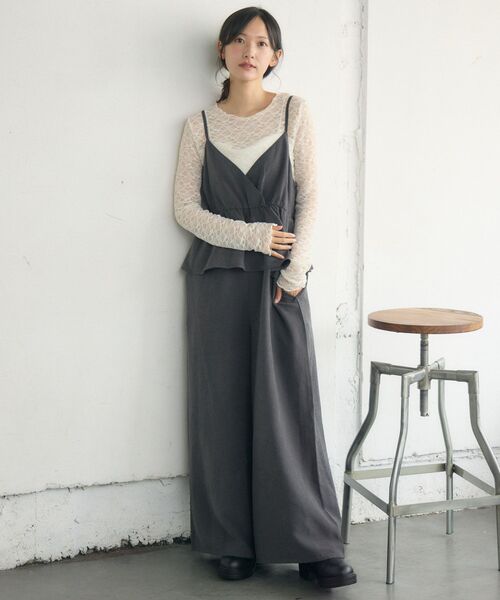 RETRO GIRL(レトロガール)の「ペプラムビスチェサロペット(サロペット/オーバーオール・レディース・ベージュ/チャコールグレー/ブラウン・FREE)」の7枚目の写真