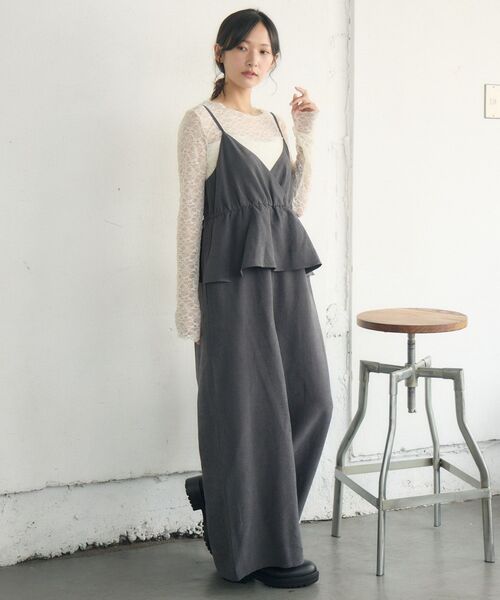 RETRO GIRL(レトロガール)の「ペプラムビスチェサロペット(サロペット/オーバーオール・レディース・ベージュ/チャコールグレー/ブラウン・FREE)」の8枚目の写真