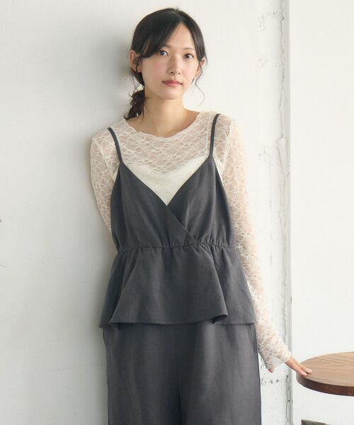 RETRO GIRL(レトロガール)の「ペプラムビスチェサロペット(サロペット/オーバーオール・レディース・ベージュ/チャコールグレー/ブラウン・FREE)」の11枚目の写真