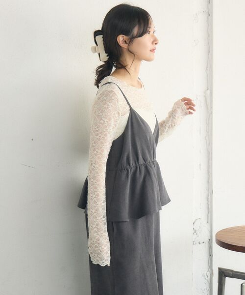 RETRO GIRL(レトロガール)の「ペプラムビスチェサロペット(サロペット/オーバーオール・レディース・ベージュ/チャコールグレー/ブラウン・FREE)」の12枚目の写真