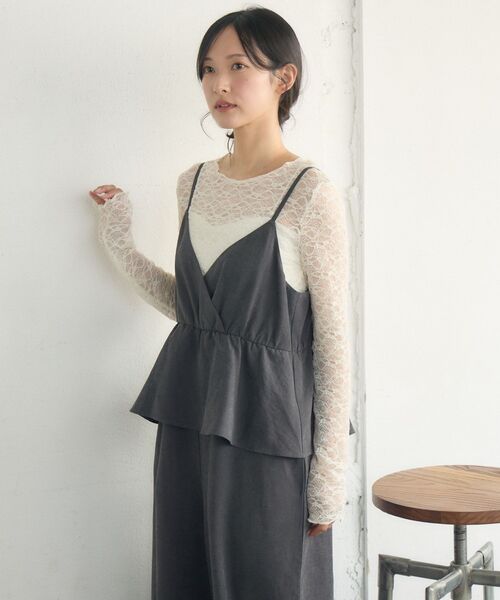 RETRO GIRL(レトロガール)の「ペプラムビスチェサロペット(サロペット/オーバーオール・レディース・ベージュ/チャコールグレー/ブラウン・FREE)」の14枚目の写真