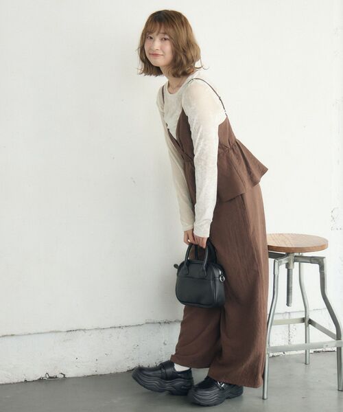 RETRO GIRL(レトロガール)の「ペプラムビスチェサロペット(サロペット/オーバーオール・レディース・ベージュ/チャコールグレー/ブラウン・FREE)」の19枚目の写真