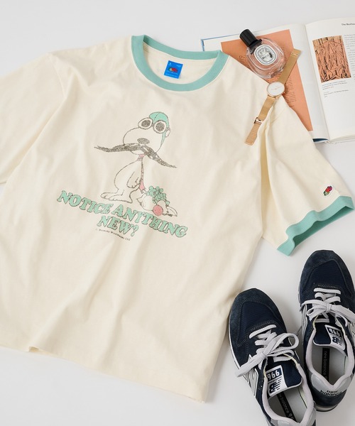 FRUIT OF THE LOOM（フルーツオブザルーム）の「【FRUIT OF THE LOOM】FRUIT OF THE LOOM x PEANUTS スヌーピー ヴィンテージ風リンガーTシャツ（Tシャツ/カットソー・レディース・チャコールグレー/ピンク/パープル/サックスブルー・S/M/L）」の12枚目の写真