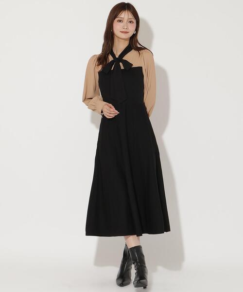 AND COUTURE(アンドクチュール)の「ニットビスチェ風リボンタイワンピース(ワンピース・レディース・ネイビー/ブラック・FREE)」の22枚目の写真
