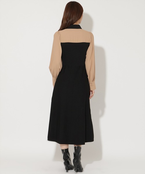 AND COUTURE(アンドクチュール)の「ニットビスチェ風リボンタイワンピース(ワンピース・レディース・ネイビー/ブラック・FREE)」の5枚目の写真