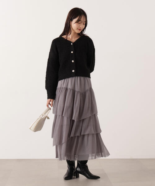 PROPORTION BODY DRESSING（プロポーションボディドレッシング）の「＜Ｅ＞エアリーティアードスカート / 1215227100（スカート・レディース・ホワイト/ダークグレー・MEDIUM/P/S）」の3枚目の写真