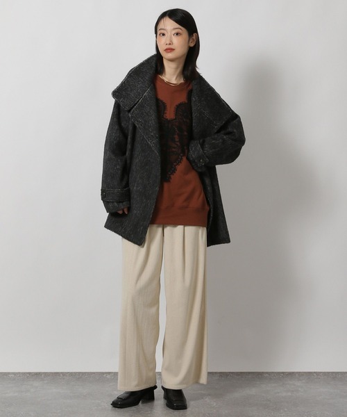 LAKOLE（ラコレ）の「レースドッキングスウェット / 605433（スウェット・レディース・バーガンディー/オートミール/チャコール・FREE）」の12枚目の写真