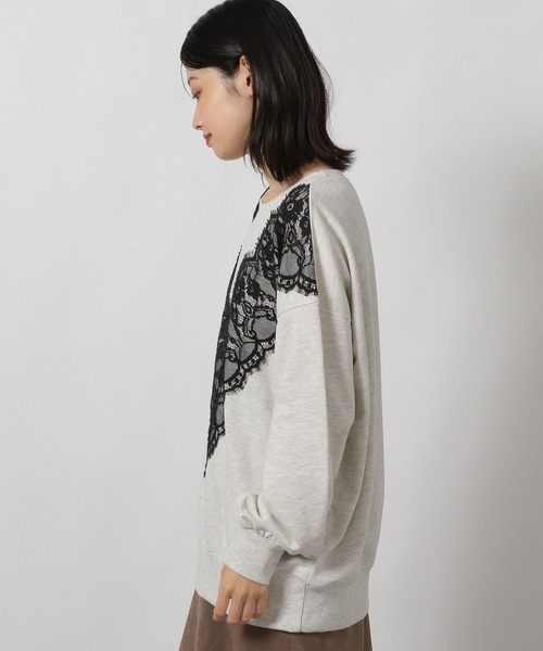 LAKOLE（ラコレ）の「レースドッキングスウェット / 605433（スウェット・レディース・バーガンディー/オートミール/チャコール・FREE）」の10枚目の写真