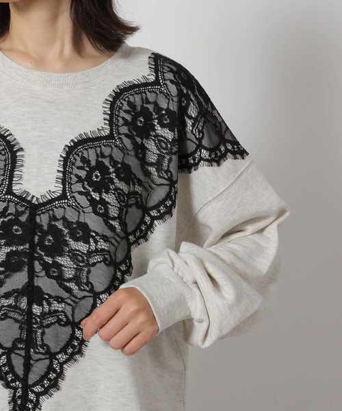 LAKOLE（ラコレ）の「レースドッキングスウェット / 605433（スウェット・レディース・バーガンディー/オートミール/チャコール・FREE）」の19枚目の写真
