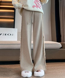 サイド フリンジ リブニット パンツ