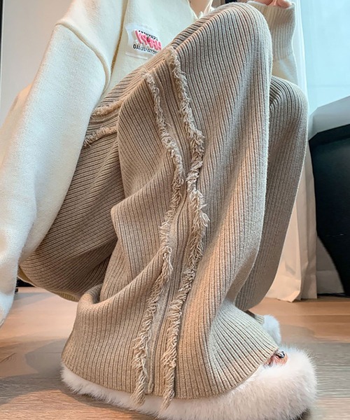 Asterellivi(アステレリビ)の「サイド フリンジ リブニット パンツ(その他パンツ・レディース・ブラック/モカ/ホワイト・FREE)」の6枚目の写真
