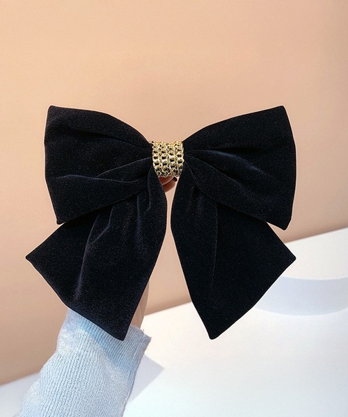 IRADOWL（アイラドール）の「ゴールドチェーンビジューリボンバレッタ（バレッタ/ヘアクリップ・レディース・レッド/ブラック・FREE）」の3枚目の写真