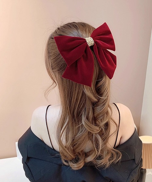 IRADOWL（アイラドール）の「ゴールドチェーンビジューリボンバレッタ（バレッタ/ヘアクリップ・レディース・レッド/ブラック・FREE）」の5枚目の写真
