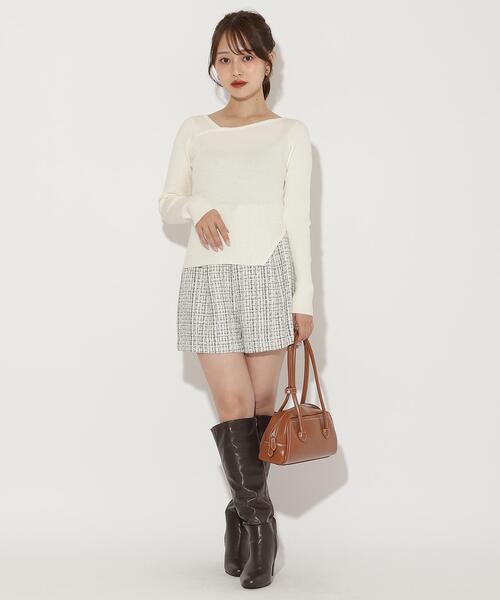 AND COUTURE(アンドクチュール)の「ツイードショートパンツ(その他パンツ・レディース・ブラック/オフホワイト・SMALL/MEDIUM)」の2枚目の写真