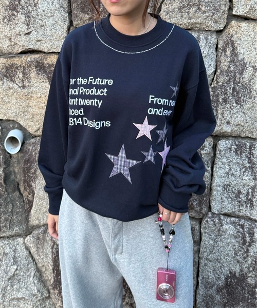 sedacle(セダクル)の「ラインストーンチェックアップリケトップス(Tシャツ/カットソー・メンズ・グレー/ネイビー/ブラック・SMALL/MEDIUM/LARGE)」の3枚目の写真