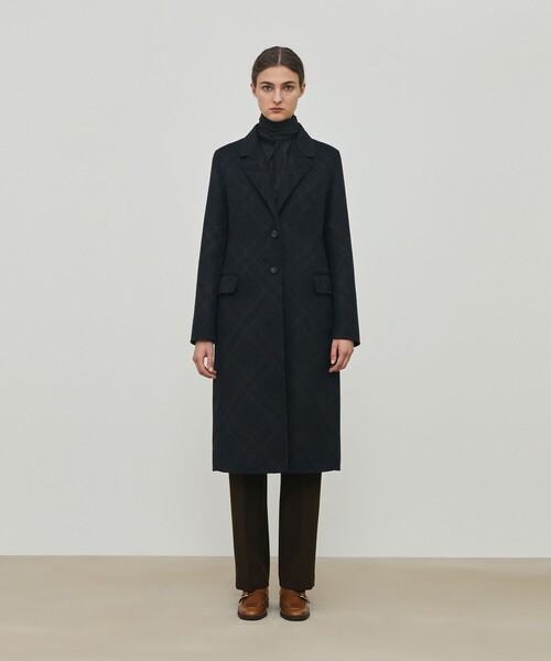 セール】ダブルフェイスチェックジャガード チェスターコート