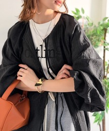 classicalelf（クラシカルエルフ）の「ほんのり透けるシアー素材がつくる、春夏の抜け感ブラウス。ドロストリボンオープンブラウス（シャツ/ブラウス）」