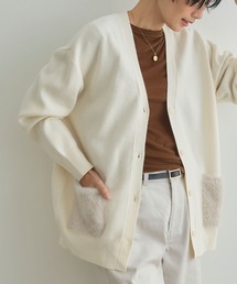 CROSS FUNCTION | 《洗える》サマ美え ファーポケットVネックカーディガン【CROSS FUNCTION/クロスファンクション】(カーディガン/ボレロ)