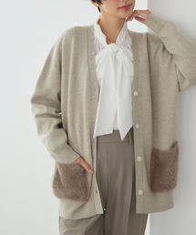 CROSS FUNCTION | 《洗える》サマ美え ファーポケットVネックカーディガン【CROSS FUNCTION/クロスファンクション】(カーディガン/ボレロ)