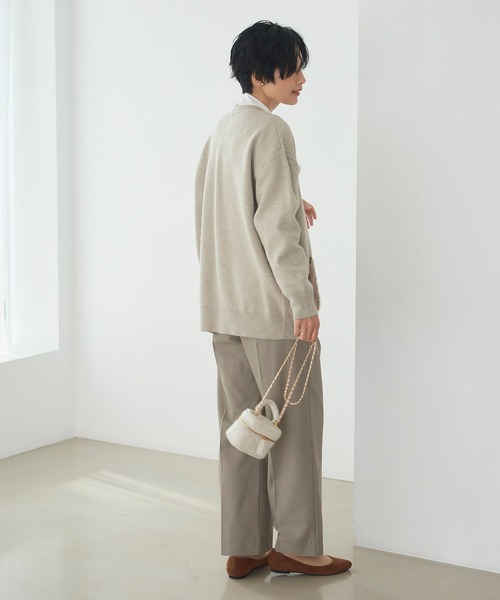 CROSS FUNCTION（クロスファンクション）の「《洗える》サマ美え ファーポケットVネックカーディガン【CROSS FUNCTION/クロスファンクション】（カーディガン/ボレロ・レディース・チャコールグレー/オフホワイト/グレイッシュベージュ・M/LL/L）」の12枚目の写真