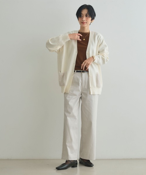 CROSS FUNCTION（クロスファンクション）の「《洗える》サマ美え ファーポケットVネックカーディガン【CROSS FUNCTION/クロスファンクション】（カーディガン/ボレロ・レディース・チャコールグレー/オフホワイト/グレイッシュベージュ・M/LL/L）」の17枚目の写真