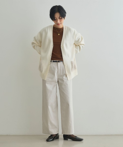 CROSS FUNCTION（クロスファンクション）の「《洗える》サマ美え ファーポケットVネックカーディガン【CROSS FUNCTION/クロスファンクション】（カーディガン/ボレロ・レディース・チャコールグレー/オフホワイト/グレイッシュベージュ・M/LL/L）」の18枚目の写真