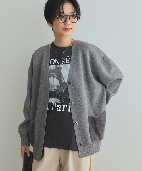 CROSS FUNCTION（クロスファンクション）の「《洗える》サマ美え ファーポケットVネックカーディガン【CROSS FUNCTION/クロスファンクション】（カーディガン/ボレロ・レディース・チャコールグレー/オフホワイト/グレイッシュベージュ・M/LL/L）」の20枚目の写真