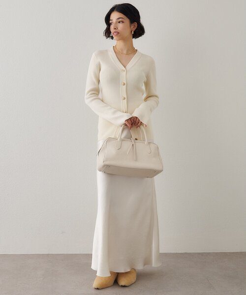 値下げ！【新品未使用】ウィムガゼット ベージュ フレアスカート ハイウエスト サテンフレアスカート（スカート）｜Whim Gazette（ウィム