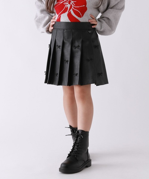 repipi armario（レピピ アルマリオ）の「【10C REPIPI】フェイクレザーリボンスカート（スカート・キッズ・ブラック・130/120/110）」の9枚目の写真