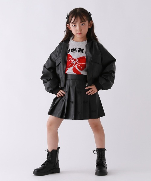 repipi armario（レピピ アルマリオ）の「【10C REPIPI】フェイクレザーリボンスカート（スカート・キッズ・ブラック・130/120/110）」の3枚目の写真