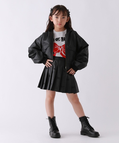 repipi armario（レピピ アルマリオ）の「【10C REPIPI】フェイクレザーリボンスカート（スカート・キッズ・ブラック・130/120/110）」の2枚目の写真