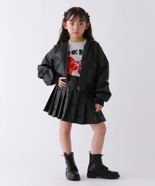 repipi armario（レピピ アルマリオ）の「【10C REPIPI】フェイクレザーリボンスカート（スカート・キッズ・ブラック・130/120/110）」の4枚目の写真