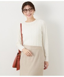 NEWYORKER（ニューヨーカー）の「コンパクトギザコットン ケーブルクルーネックプルオーバー（ニット/セーター）」