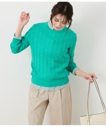 NEWYORKER（ニューヨーカー）の「コンパクトギザコットン ケーブルクルーネックプルオーバー（ニット/セーター）」