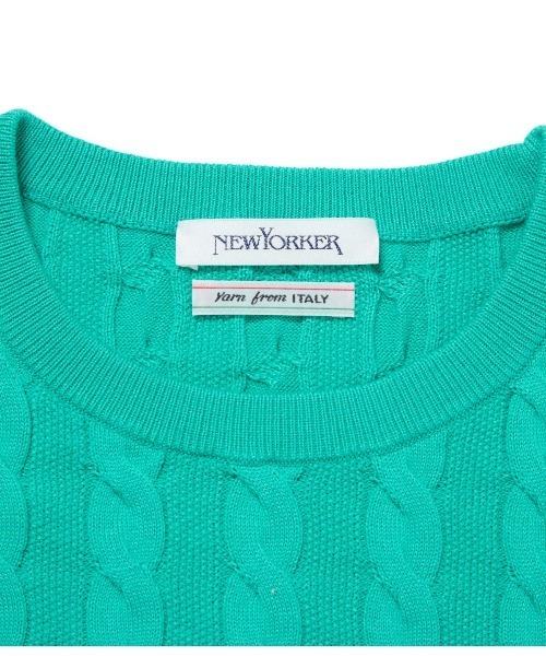 NEWYORKER（ニューヨーカー）の「コンパクトギザコットン ケーブルクルーネックプルオーバー（ニット/セーター・レディース・ホワイト/グリーン/クリーム/ピンク系その他/サックスブルー・M/L）」の21枚目の写真