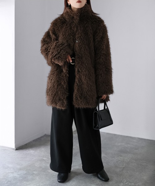 セール】ミドル丈フェイクファーAラインコート（その他アウター