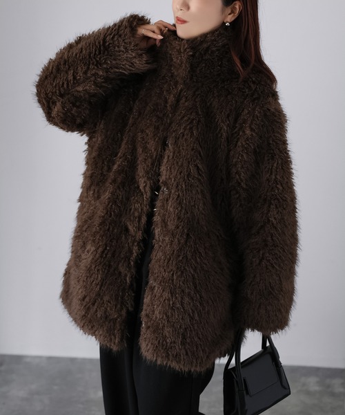 セール】ミドル丈フェイクファーAラインコート（その他アウター