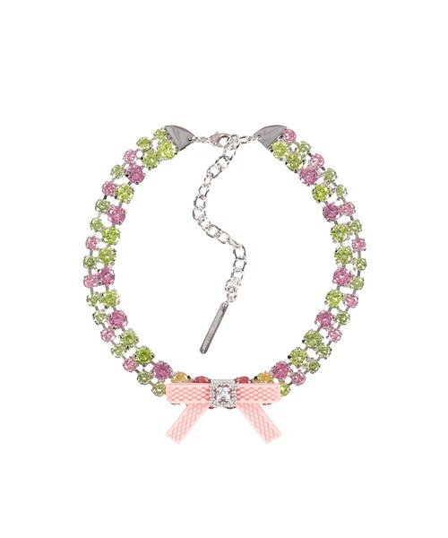 YVMIN(イヴミン)の「RUBBER BOW GEMSTONE NECKLACE(ネックレス・メンズ・ピンク・OS)」の1枚目の写真