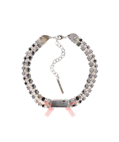 YVMIN(イヴミン)の「RUBBER BOW GEMSTONE NECKLACE(ネックレス・メンズ・ピンク・OS)」の2枚目の写真